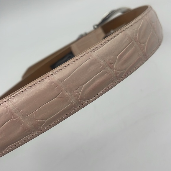 Brighton Statement  Leather Belt Croc Embossed Silver Hardware Pink Sz M 30 - Picture 4 of 7